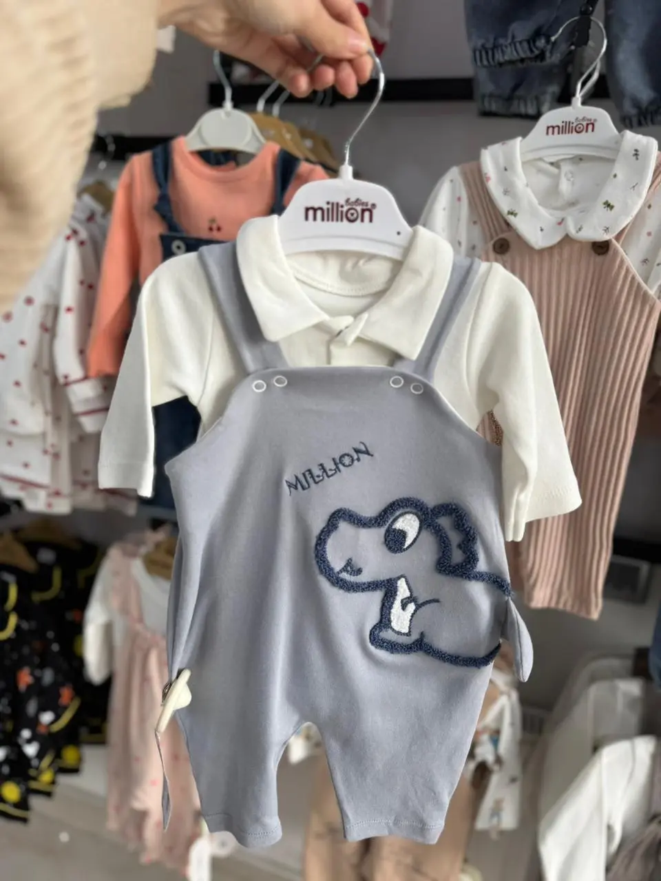 dino jumpsuit blue